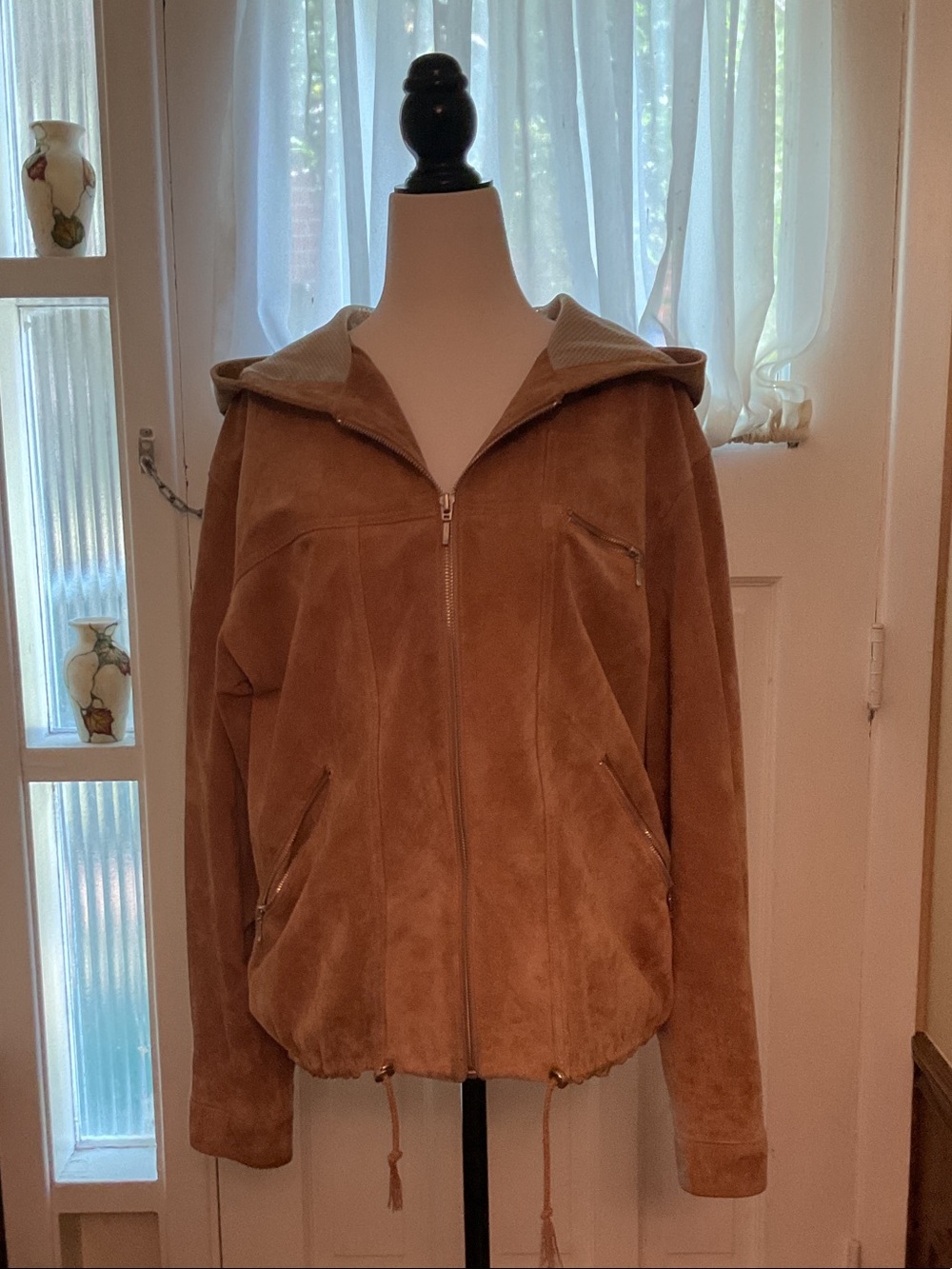 Danier Waterproof Washable Genuine Leather Hooded Jacket Tan Women’s Small